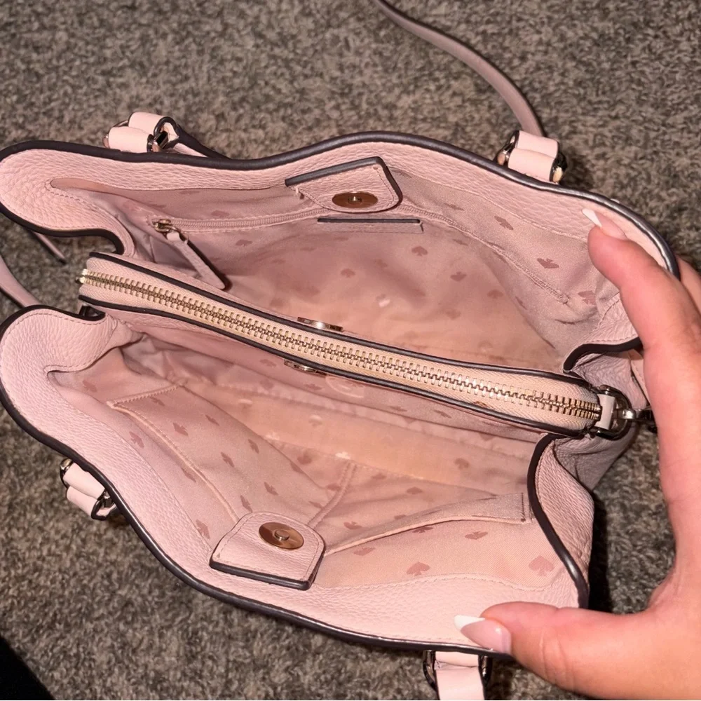Kate Spade baby pink crossbody triple compartment hand bag